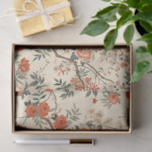 Autumn Cream Orange Floral Chinoiserie 薄葉紙 (ギフト)