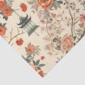 Autumn Cream Orange Floral Chinoiserie 薄葉紙 (詳細)