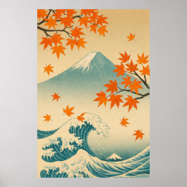 Autumn Currents: Maple Leaves and Fuji’s Horizon ポスター