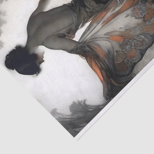 Autumn Dancer in Black & Burnt Orange Decoupage 薄葉紙 (詳細)