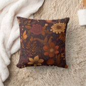 Autumn Dark Brown Flower Season Interior クッション (ブランケット)