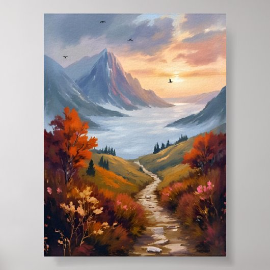 Autumn Daydreams | Fall Mountain Landscape Painted ポスター (正面)