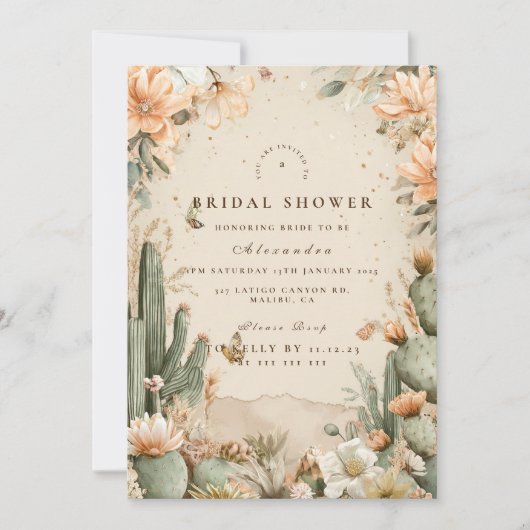 Autumn Desert Floral Bridal Shower 招待状 (正面)
