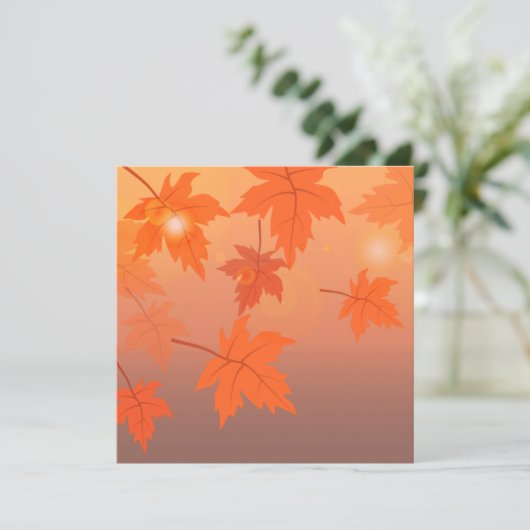 Autumn design with maple leaves and bokeh effect シーズンカード (スタンド正面)