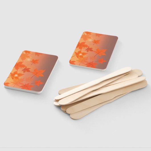 Autumn design with maple leaves and bokeh effect  ハンドファン (組立なし)