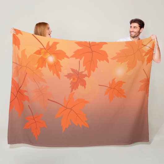 Autumn design with maple leaves and bokeh effect フリースブランケット (インサイチュ)