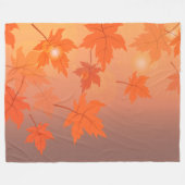 Autumn design with maple leaves and bokeh effect フリースブランケット (正面(横))