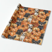 Autumn Dogs in a Pumpkin Patch Halloween ラッピングペーパー (アンロールド)