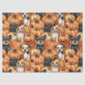 Autumn Dogs in a Pumpkin Patch Halloween 薄葉紙 (正面)