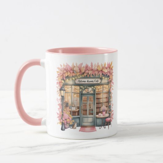 Autumn Dreams Café Mug — Cozy Floral Bookshop  マグカップ (左)
