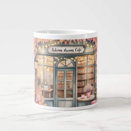 Autumn Dreams Café  Tasses — Cozy Floral Bookshop  ジャンボコーヒーマグカップ (正面)