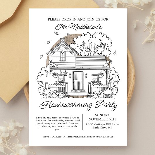 Autumn Drop In Housewarming Party 招待状