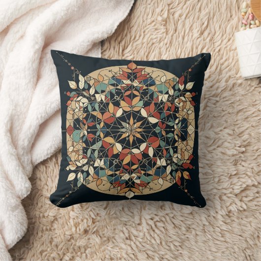 Autumn Earth Tones Geometric Throw Pillow クッション (ブランケット)