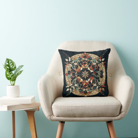 Autumn Earth Tones Geometric Throw Pillow クッション (椅子)
