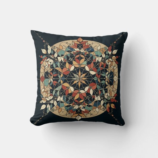 Autumn Earth Tones Geometric Throw Pillow クッション (正面)