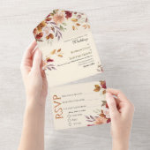 Autumn Elegance Fall Watercolor Floral Wedding Inv オールインワン招待状 (貼ってはがせる)