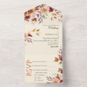 Autumn Elegance Fall Watercolor Floral Wedding Inv オールインワン招待状 (内側)