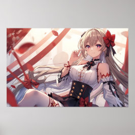 Autumn Elegance in Red and Black ポスター