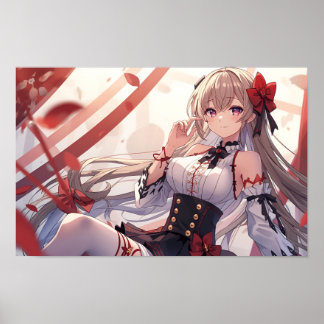 Autumn Elegance in Red and Black ポスター