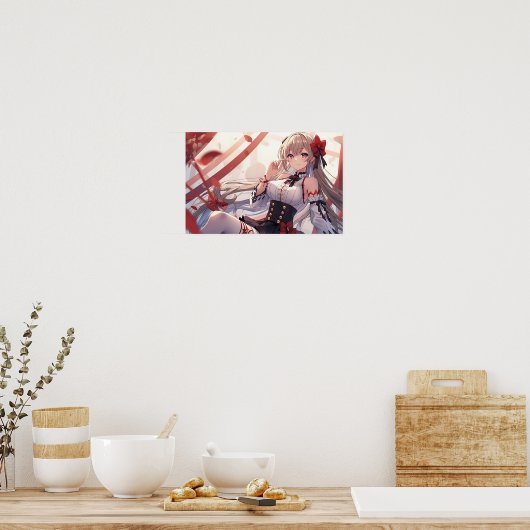 Autumn Elegance in Red and Black ポスター (キッチン)