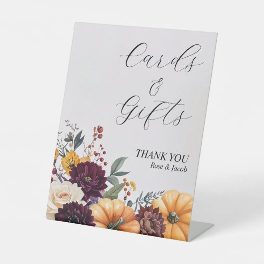 Autumn Elegance Wedding Cards & Gifts Sign 台座サイン (正面)