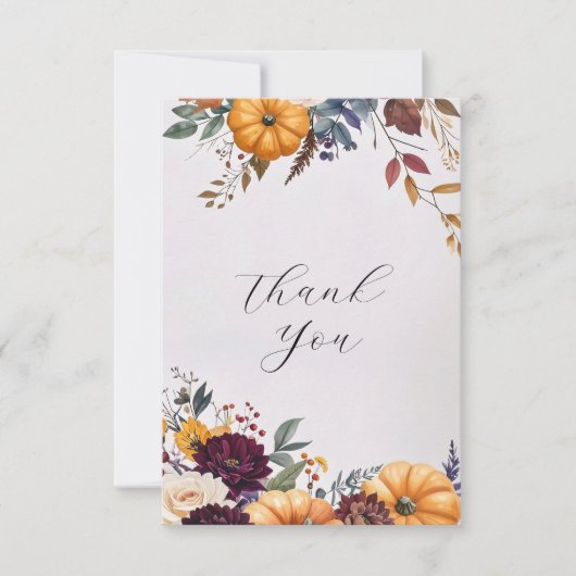 Autumn Elegance Wedding Flat Thank You Card (正面)