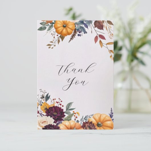 Autumn Elegance Wedding Flat Thank You Card (スタンド正面)