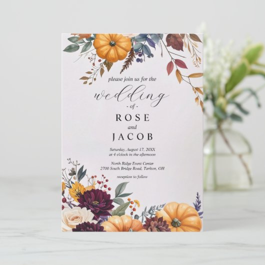 Autumn Elegance Wedding Invitation 招待状 (スタンド正面)