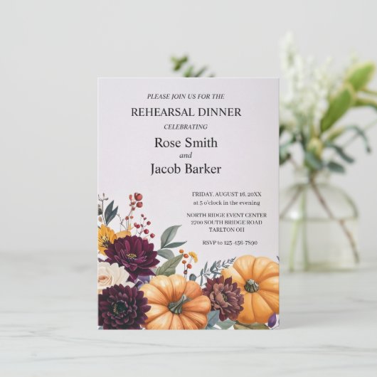 Autumn Elegance Wedding Rehearsal Dinner 招待状 (スタンド正面)