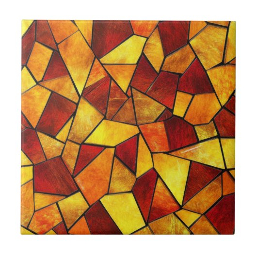 Autumn Ember Stained Glass Mosaic タイル (正面)