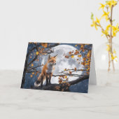 Autumn Equinox with Full Moon Fox and Autumn カード (黄色い花)