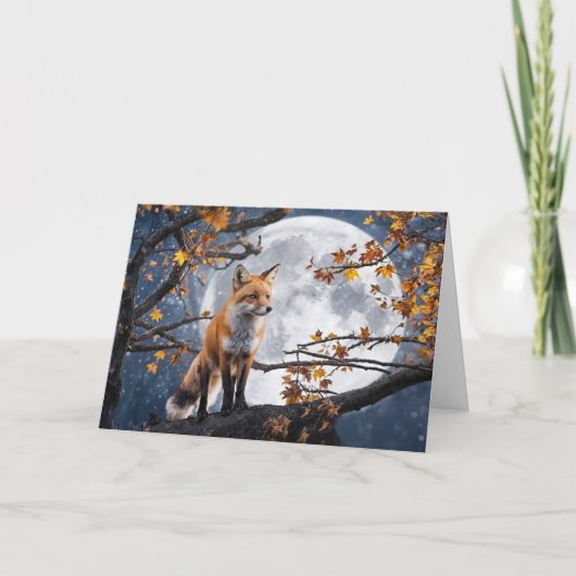Autumn Equinox with Full Moon Fox and Autumn カード (正面)