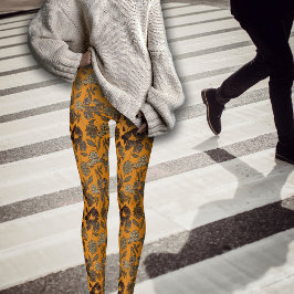 Autumn Exotic Florals Royal Orange レギンス