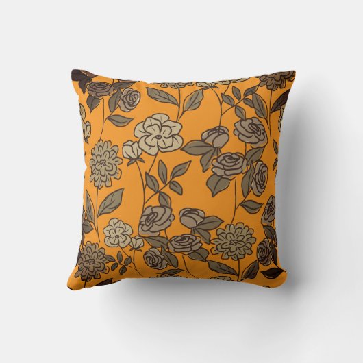 Autumn Exotic Flowers Customize Monogram クッション (裏面)