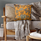 Autumn Exotic Flowers Customize Monogram クッション