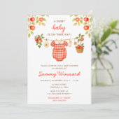 Autumn Fall Apple Clothes Line Baby Shower 招待状 (スタンド正面)