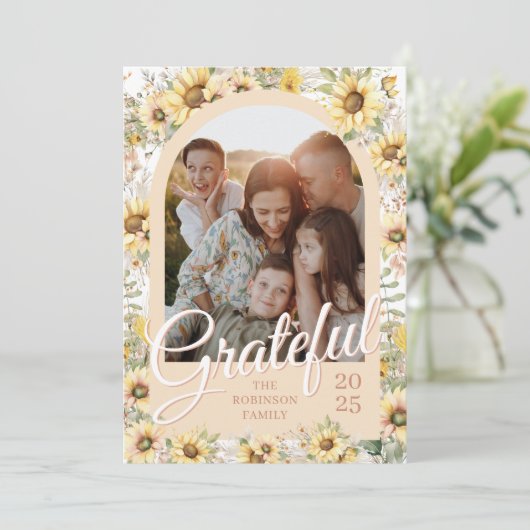 Autumn Fall Arch Bright New Grateful Thanksgiving シーズンカード (スタンド正面)