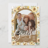 Autumn Fall Arch Sunflowers Grateful Thanksgiving シーズンカード (正面)