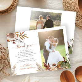 Autumn fall botanical rustic photo wedding サンキューカード