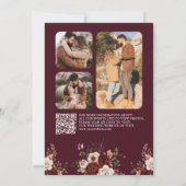 Autumn Fall Burgundy Trees QR Code Photo Wedding セーブザデート (裏面)