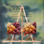 Autumn Fall Burgundy Trees Wedding Welcome アクリルサイン (ニュートラル)
