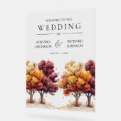 Autumn Fall Burgundy Trees Wedding Welcome アクリルサイン (傾斜)