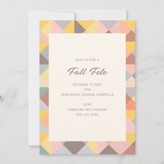 Autumn Fall Fete Party Gathering Simple Modern 招待状 (正面)