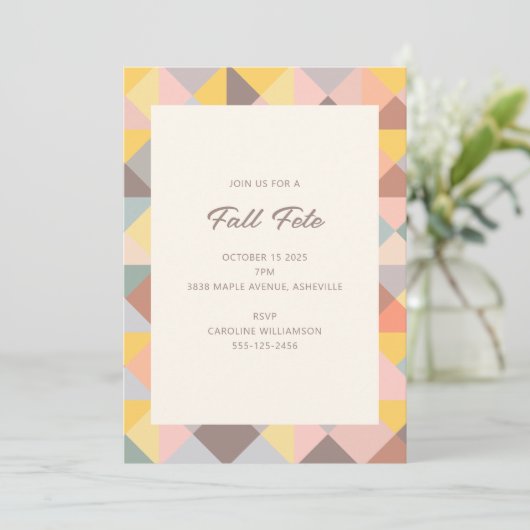 Autumn Fall Fete Party Gathering Simple Modern 招待状 (スタンド正面)