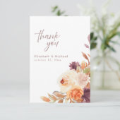 Autumn Fall Floral Photo Wedding Thank You Card 招待状 (スタンド正面)