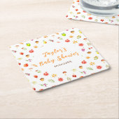 Autumn Fall Harvest Baby Shower スクエアペーパーコースター (アングル)