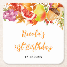 Autumn Fall Harvest Baby Shower スクエアペーパーコースター