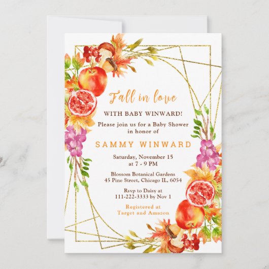 Autumn Fall Harvest Baby Shower 招待状 (正面)