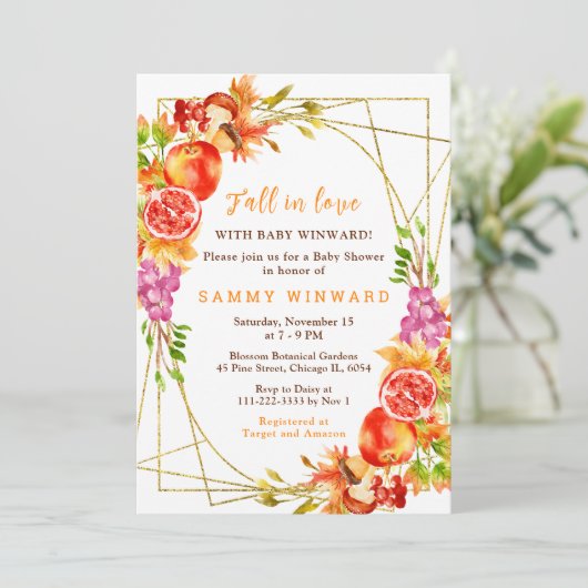 Autumn Fall Harvest Baby Shower 招待状 (スタンド正面)