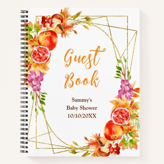 Autumn Fall Harvest Baby Shower Guest Book ノートブック (正面)